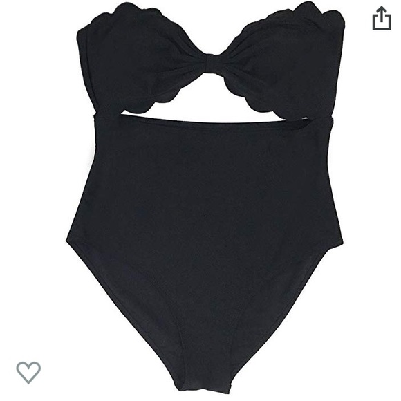 Cupshe Other - Blk scalloped 1 piece optional halter